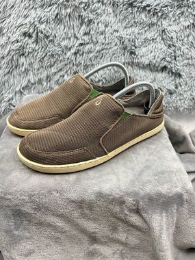 Olukai Shoes Mens 9.5 Nohea Mesh Slip On Brown Loafers Casual Breathable